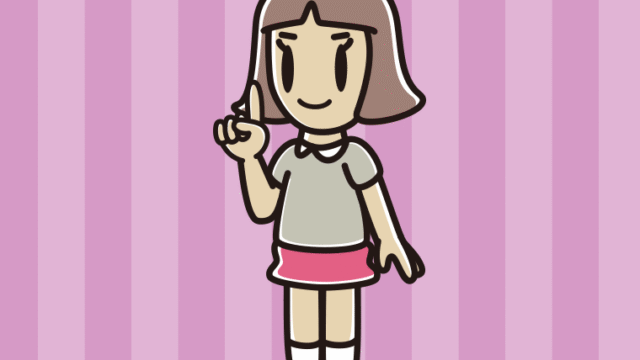人差し指を立てる小学生女子のイラスト【色、背景あり】PNG