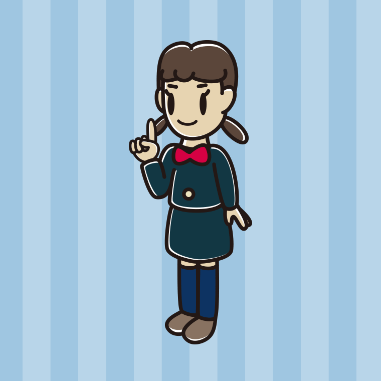 人差し指を立てる女子中学生のイラスト【色、背景あり】PNG