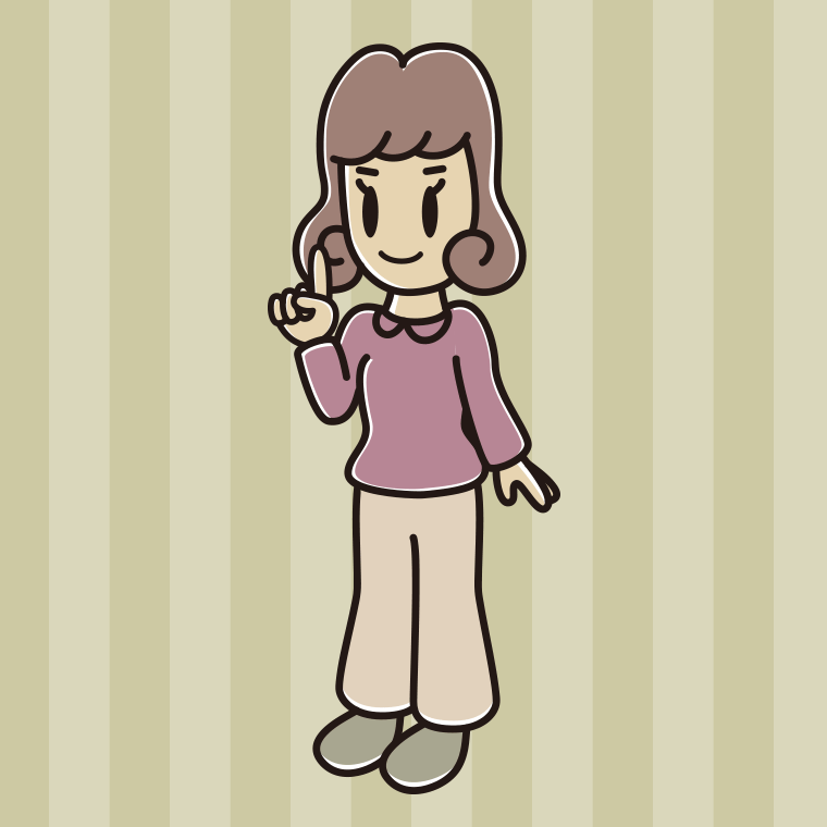 人差し指を立てる女子大学生のイラスト【色、背景あり】PNG