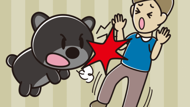 クマに襲われる男性のイラスト【色、背景あり】PNG