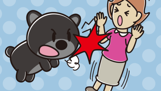 クマに襲われる女性のイラスト【色、背景あり】PNG