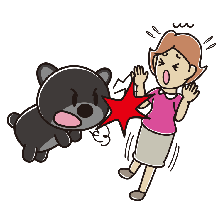 クマに襲われる女性のイラスト【色あり、背景なし】透過PNG