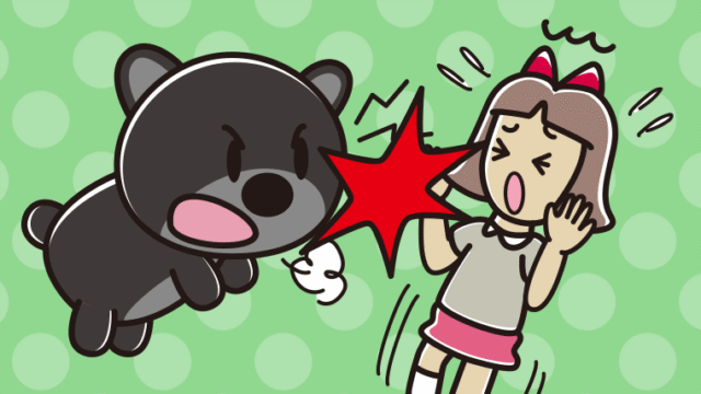 クマに襲われる小学生女子のイラスト【色、背景あり】PNG