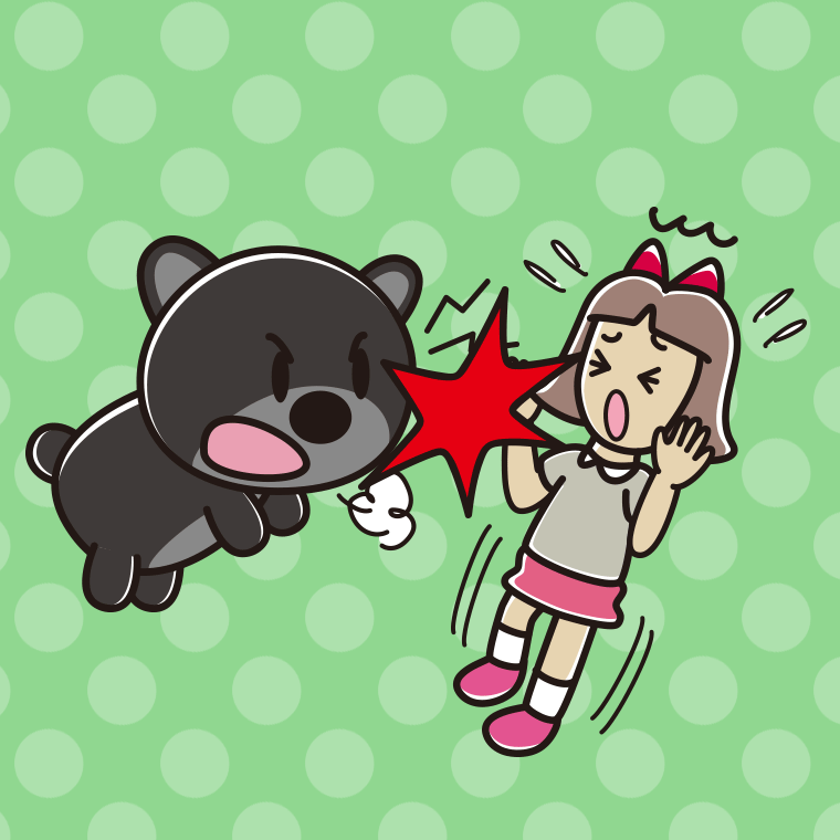 クマに襲われる小学生女子のイラスト【色、背景あり】PNG