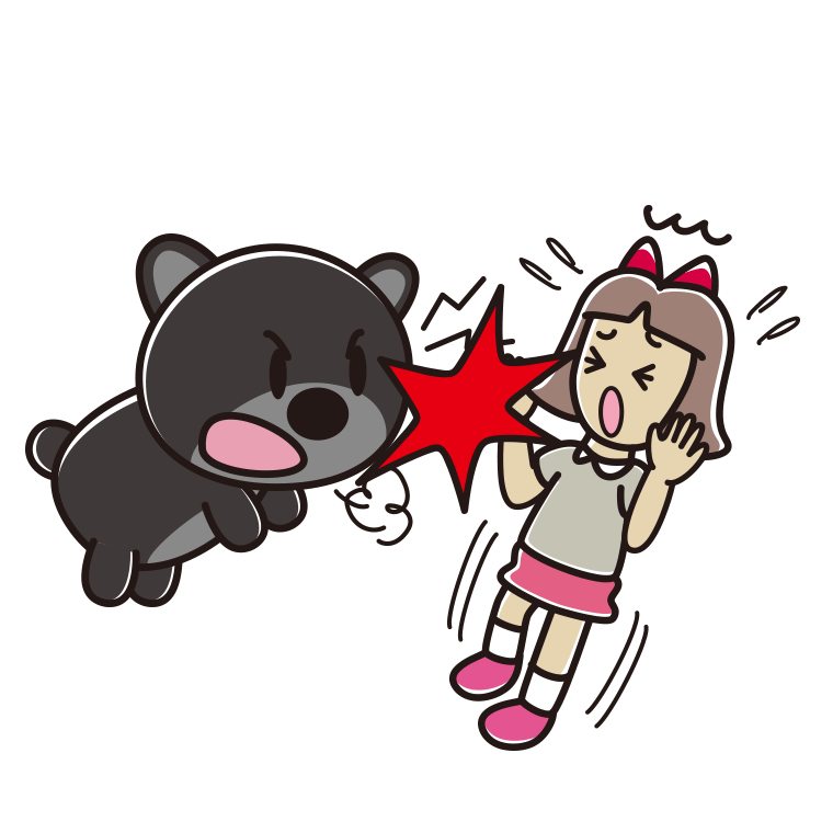 クマに襲われる小学生女子のイラスト【色あり、背景なし】透過PNG