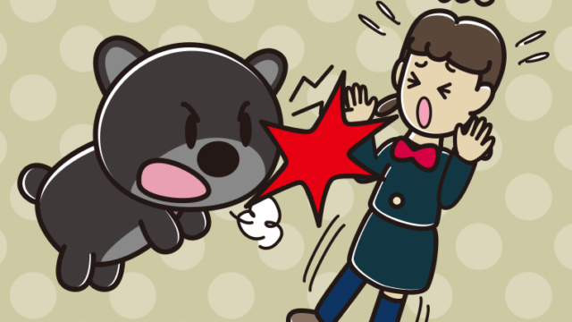 クマに襲われる女子中学生のイラスト【色、背景あり】PNG
