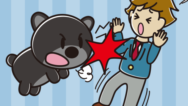 クマに襲われる男子高校生のイラスト【色、背景あり】PNG