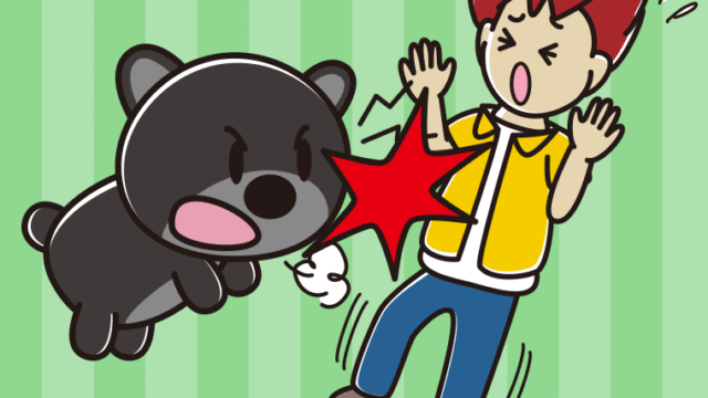 クマに襲われる男子大学生のイラスト【色、背景あり】PNG