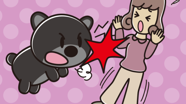 クマに襲われる女子大学生のイラスト【色、背景あり】PNG