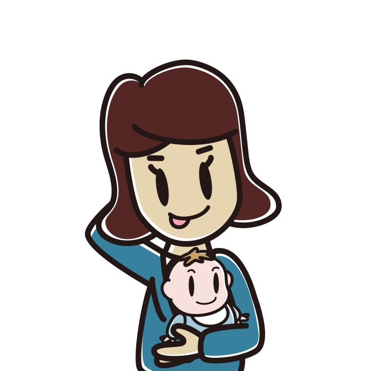 赤ちゃんを抱いてテヘヘな女子高校生のイラスト【色あり、背景なし】透過PNG