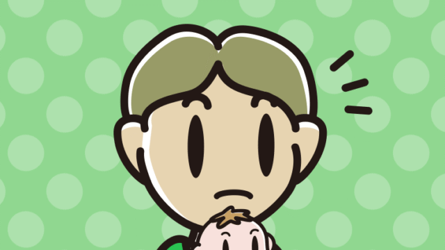 赤ちゃんを抱いて何かに気付く小学生男子のイラスト【色、背景あり】PNG