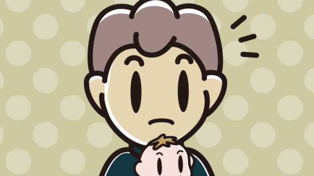 赤ちゃんを抱いて何かに気付く男子中学生のイラスト【色、背景あり】PNG