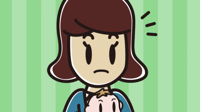 赤ちゃんを抱いて何かに気付く女子高校生のイラスト【色、背景あり】PNG