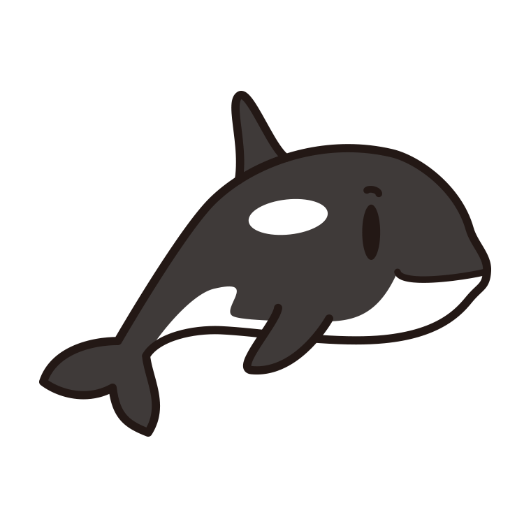 かわいいシャチちゃんのイラスト【色あり、背景なし】透過PNG