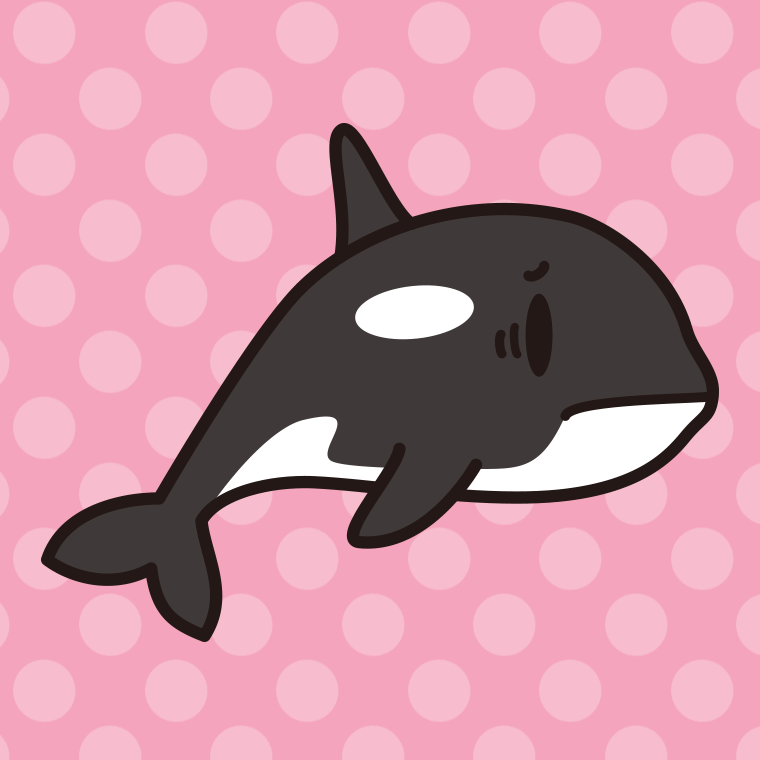 困るシャチちゃんのイラスト【色、背景あり】PNG