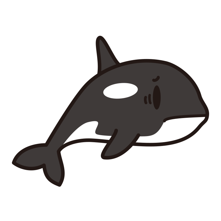 困るシャチちゃんのイラスト【色あり、背景なし】透過PNG