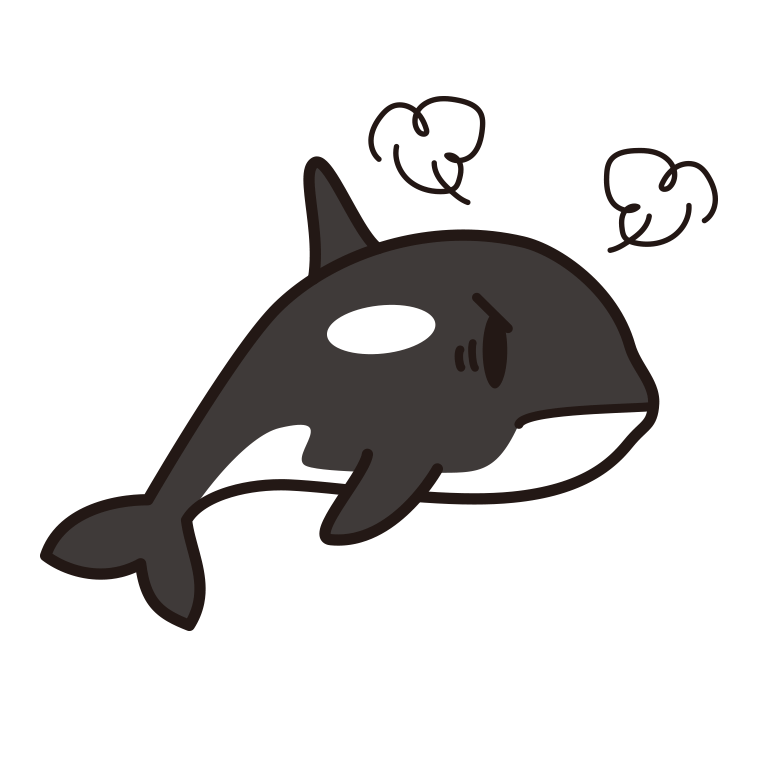 怒るシャチちゃんのイラスト【色あり、背景なし】透過PNG