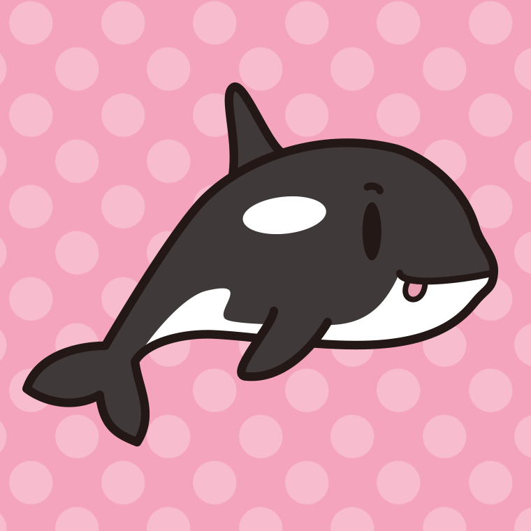 テヘペロなシャチちゃんのイラスト【色、背景あり】PNG