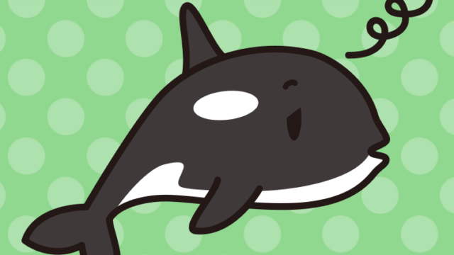 ぼーっとするシャチちゃんのイラスト【色、背景あり】PNG