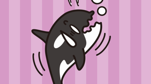 溺れるシャチちゃんのイラスト【色、背景あり】PNG