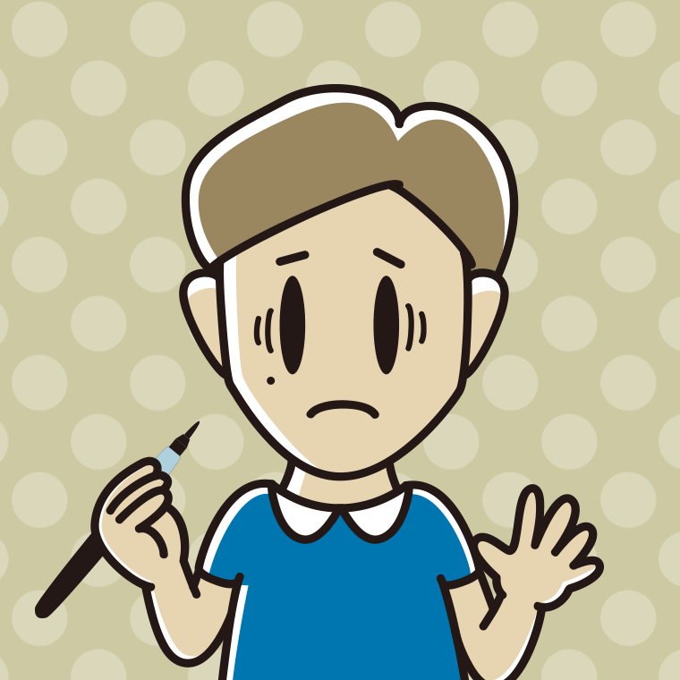 ほくろを描き足して困る男性のイラスト【色、背景あり】PNG