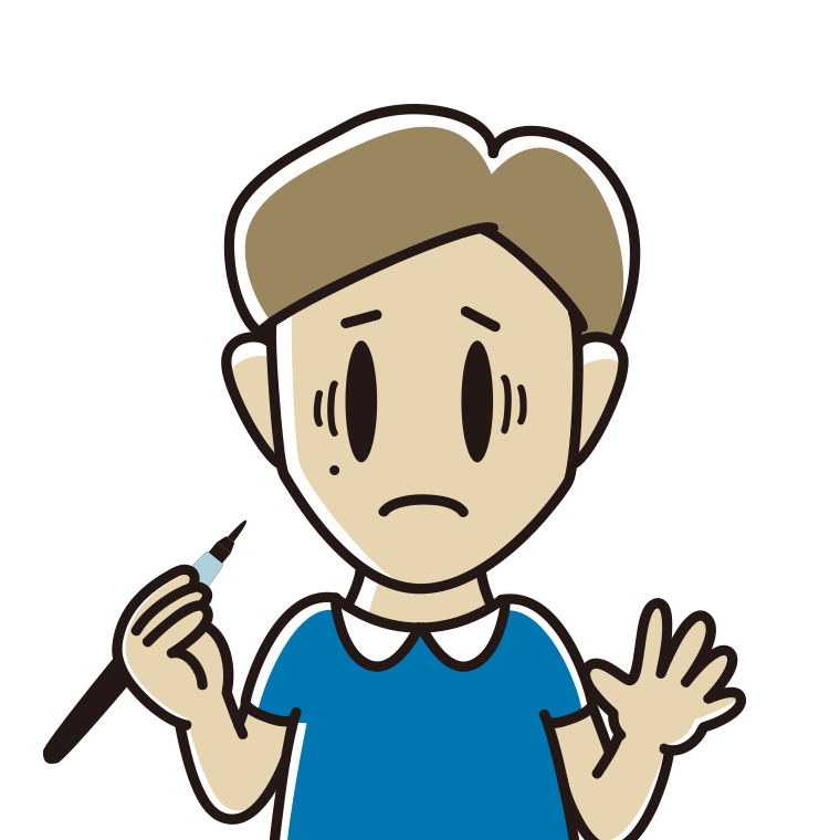 ほくろを描き足して困る男性のイラスト【色あり、背景なし】透過PNG