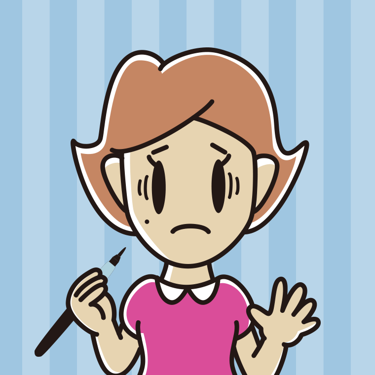 ほくろを描き足して困る女性のイラスト【色、背景あり】PNG