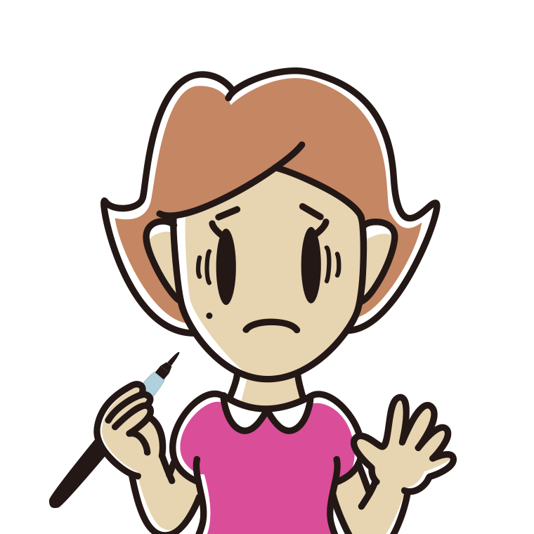 ほくろを描き足して困る女性のイラスト【色あり、背景なし】透過PNG