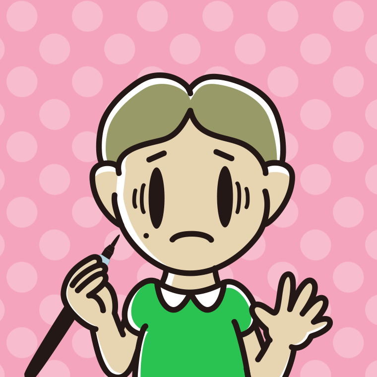 ほくろを描き足して困る小学生男子のイラスト【色、背景あり】PNG