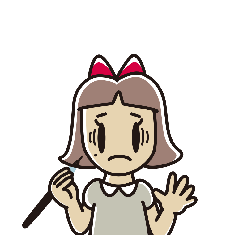 ほくろを描き足して困る小学生女子のイラスト【色あり、背景なし】透過PNG