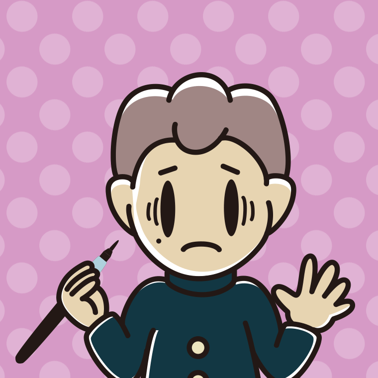 ほくろを描き足して困る男子中学生のイラスト【色、背景あり】PNG