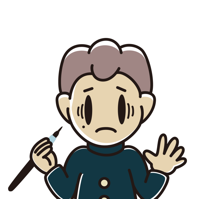 ほくろを描き足して困る男子中学生のイラスト【色あり、背景なし】透過PNG