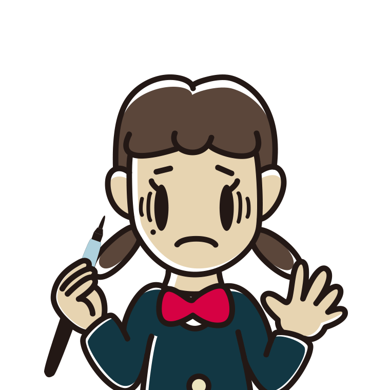 ほくろを描き足して困る女子中学生のイラスト【色あり、背景なし】透過PNG