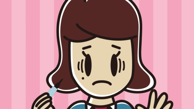 ほくろを描き足して困る女子高校生のイラスト【色、背景あり】PNG