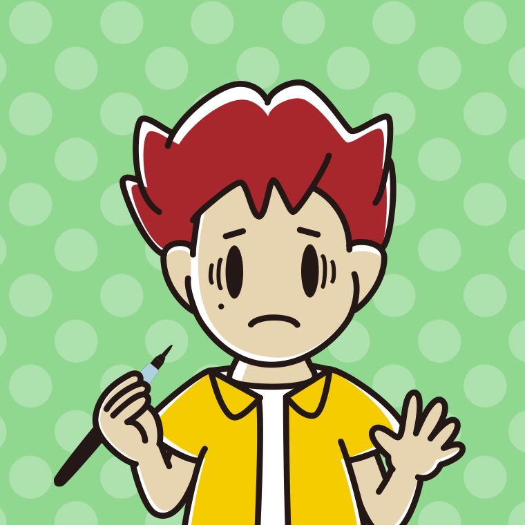 ほくろを描き足して困る男子大学生のイラスト【色、背景あり】PNG