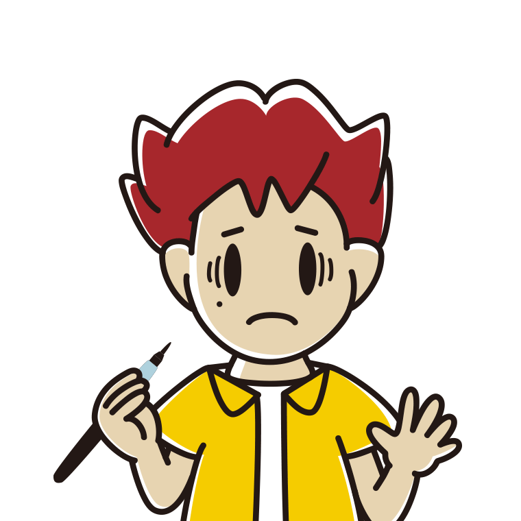 ほくろを描き足して困る男子大学生のイラスト【色あり、背景なし】透過PNG