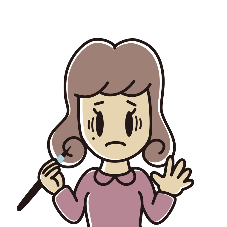 ほくろを描き足して困る女子大学生のイラスト【色あり、背景なし】透過PNG