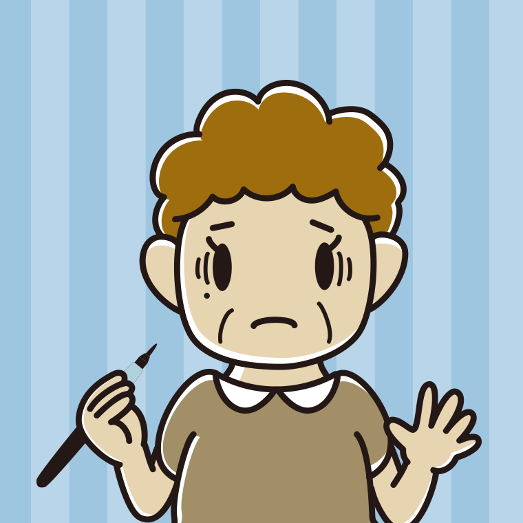 ほくろを描き足して困るおばさんのイラスト【色、背景あり】PNG