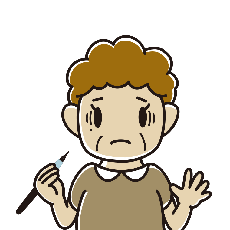 ほくろを描き足して困るおばさんのイラスト【色あり、背景なし】透過PNG