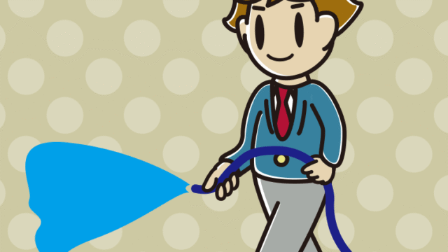 ホースで水をまく男子高校生のイラスト【色、背景あり】PNG