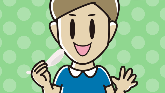 チャーハンを食べる男性のイラスト【色、背景あり】PNG