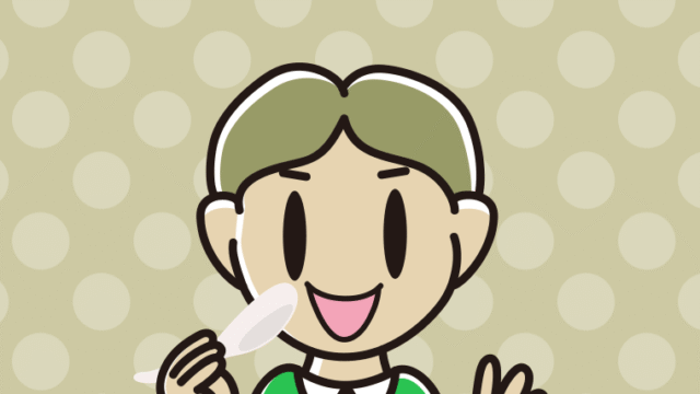 チャーハンを食べる小学生男子のイラスト【色、背景あり】PNG