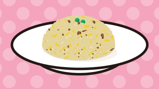 チャーハンのイラスト【色、背景あり】PNG