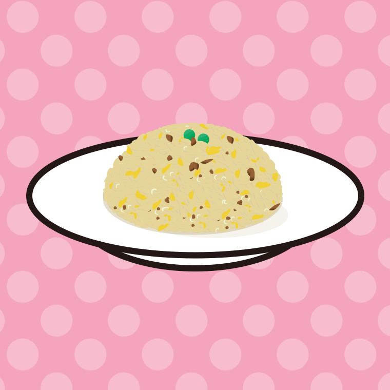 チャーハンのイラスト【色、背景あり】PNG