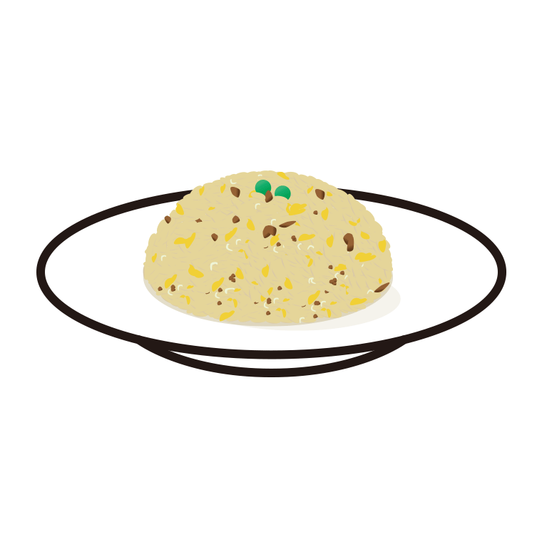 チャーハンのイラスト【色あり、背景なし】透過PNG
