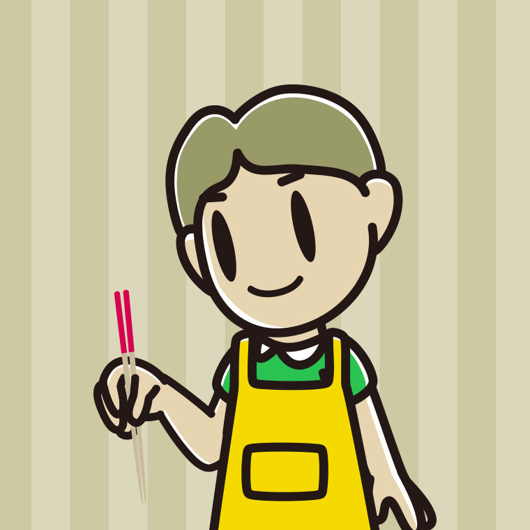 菜箸を使う小学生男子のイラスト【色、背景あり】PNG