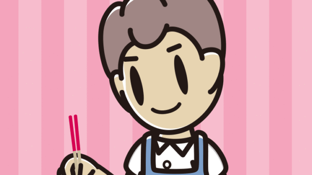 菜箸を使う男子中学生のイラスト【色、背景あり】PNG