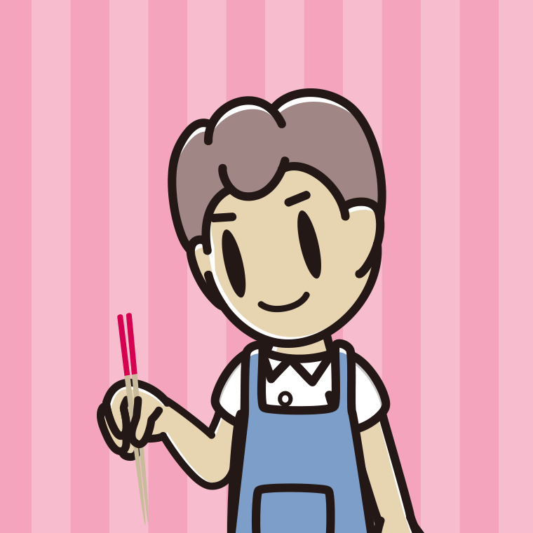 菜箸を使う男子中学生のイラスト【色、背景あり】PNG