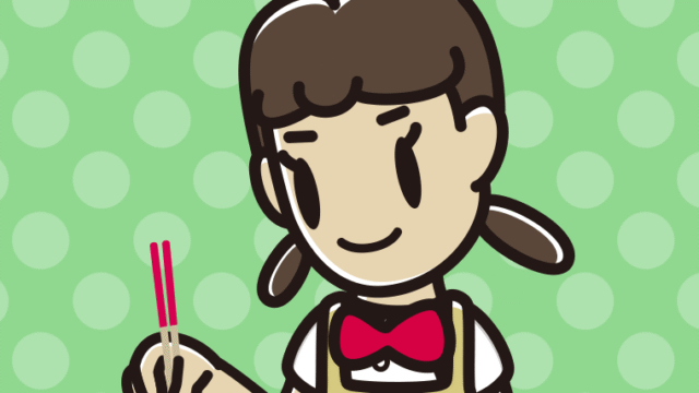 菜箸を使う女子中学生のイラスト【色、背景あり】PNG