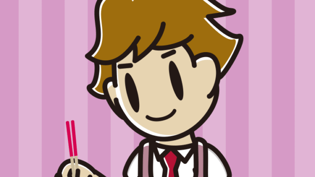 菜箸を使う男子高校生のイラスト【色、背景あり】PNG